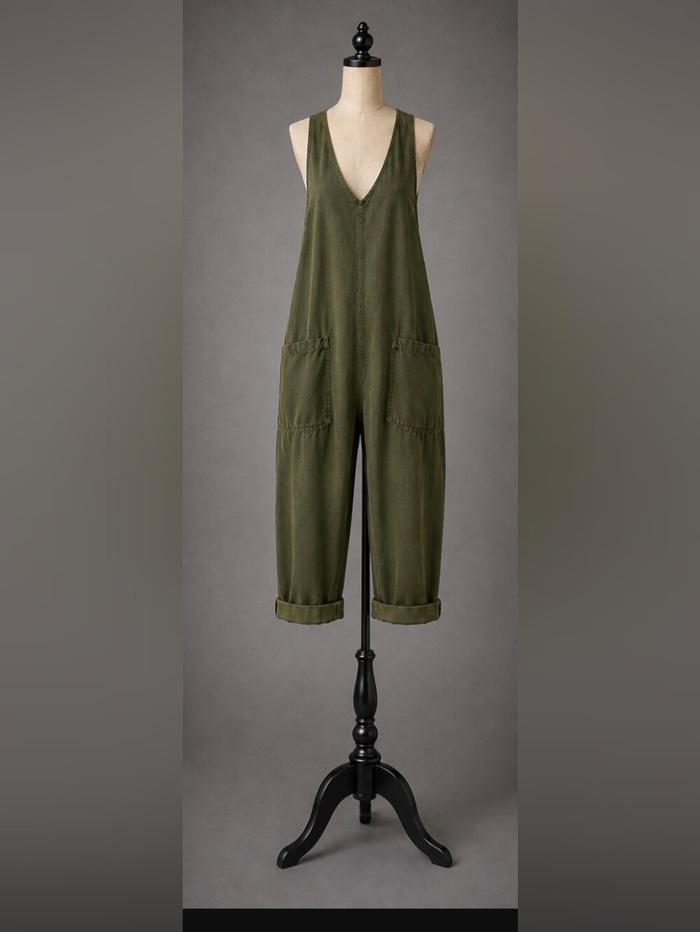 Free People We The Free High Roller Jumpsuit Olive Green Size XL